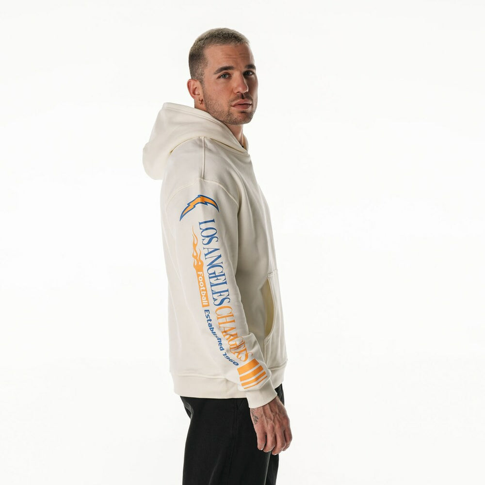 The Wild Collective Unisex Stacked Graphic Sleeve Fleece Hoodie - Los Angeles Chargers Hoodies