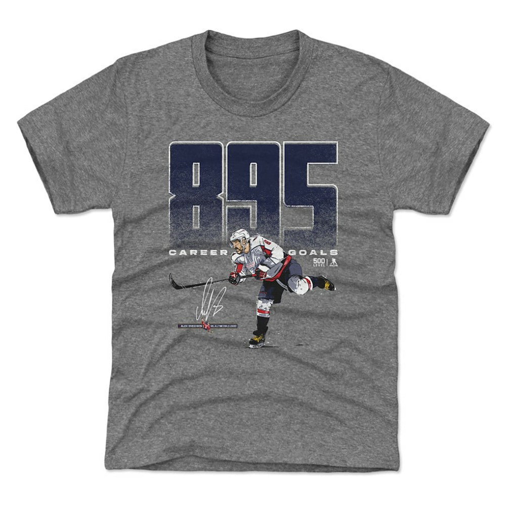 NHL Alexander Ovechkin Washington Capitals 500 Level Youth NHL All-Time Leading Goal Scorer Bold T-Shirt
