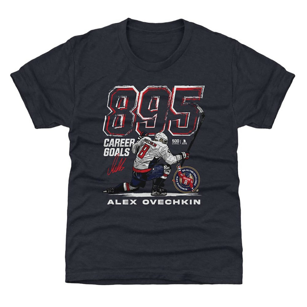 NHL Alexander Ovechkin Washington Capitals 500 Level Youth NHL All-Time Leading Goal Scorer Grunge T-Shirt