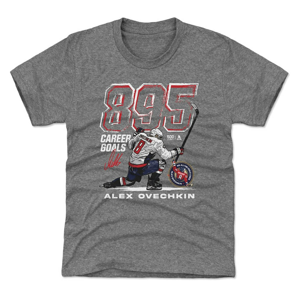 NHL Alexander Ovechkin Washington Capitals 500 Level Youth NHL All-Time Leading Goal Scorer Grunge T-Shirt