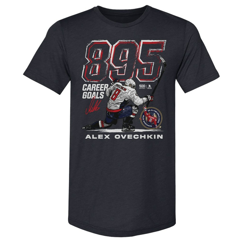 NHL Alexander Ovechkin Washington Capitals 500 Level NHL All-Time Leading Goal Scorer Tri-Blend Grunge T-Shirt