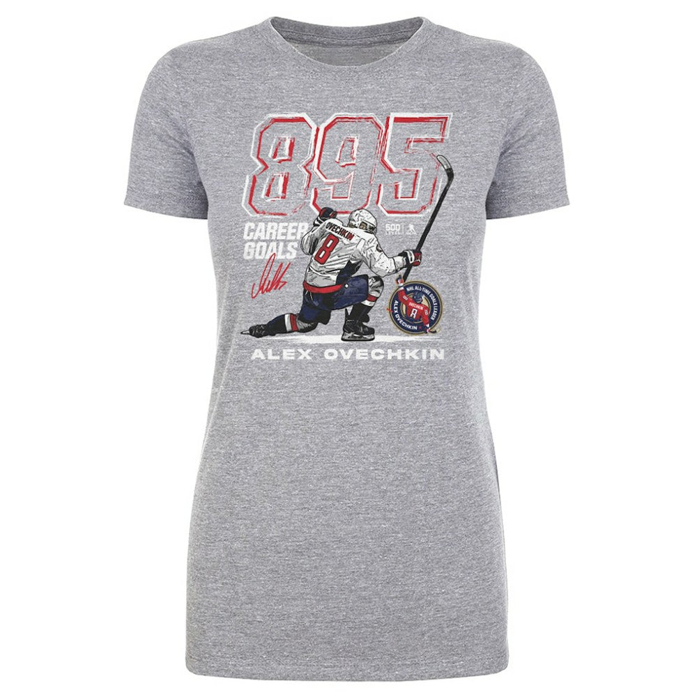 NHL Alexander Ovechkin Washington Capitals 500 Level Women's NHL All-Time Leading Goal Scorer Grunge T-Shirt