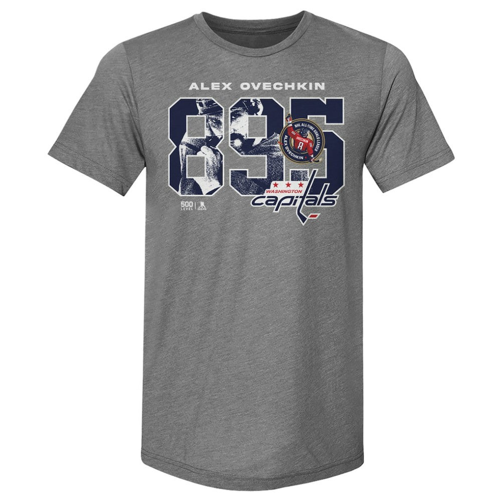 NHL Alexander Ovechkin Washington Capitals 500 Level NHL All-Time Leading Goal Scorer Tri-Blend Overlay T-Shirt