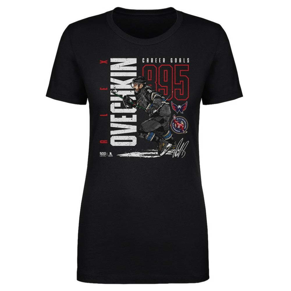 NHL Alexander Ovechkin Washington Capitals 500 Level Women's NHL All-Time Leading Goal Scorer Throwback T-Shirt