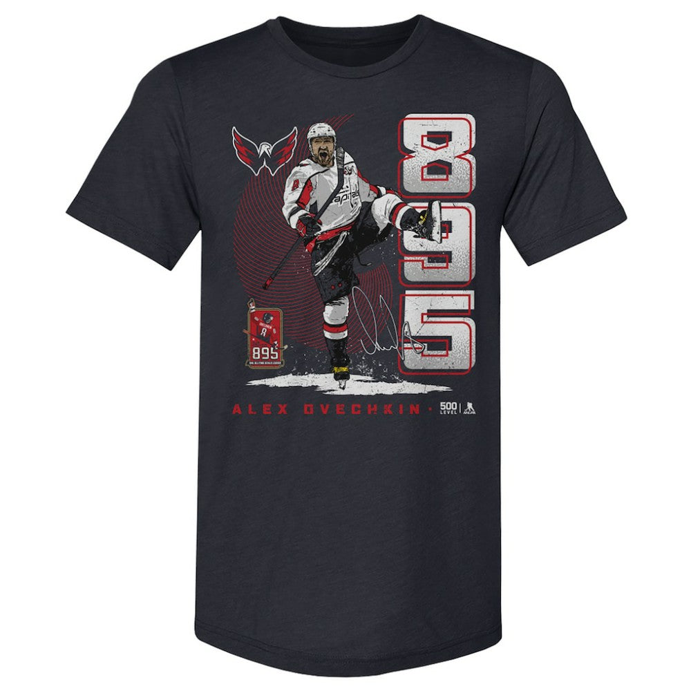 NHL Alexander Ovechkin Washington Capitals 500 Level NHL All-Time Leading Goal Scorer Tri-Blend Vertical T-Shirt