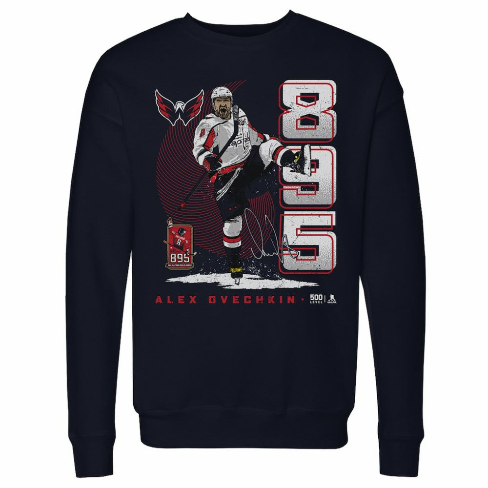 NHL Alexander Ovechkin Washington Capitals 500 Level NHL All-Time Leading Goal Scorer Vertical Pullover Sweatshirt
