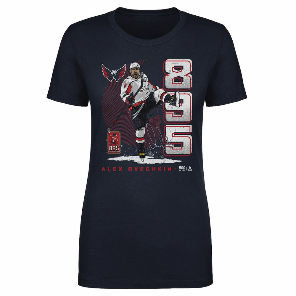 NHL Alexander Ovechkin Washington Capitals 500 Level Women's NHL All-Time Leading Goal Scorer Vertical T-Shirt