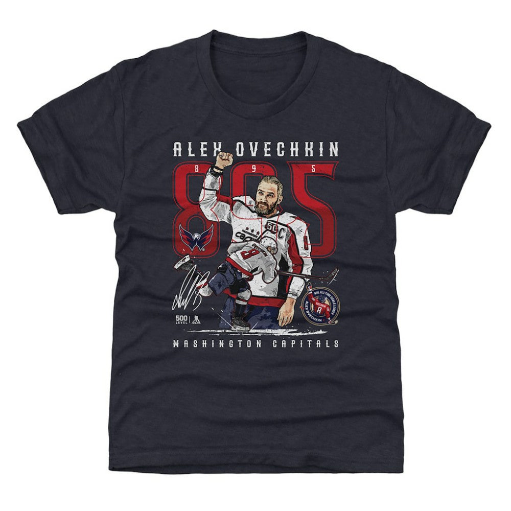 NHL Alexander Ovechkin Washington Capitals 500 Level Youth NHL All-Time Leading Goal Scorer The Shot T-Shirt