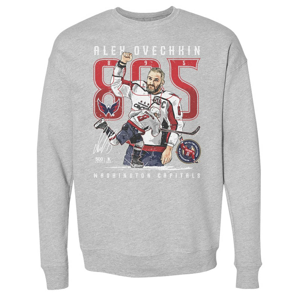 NHL Alexander Ovechkin Washington Capitals 500 Level NHL All-Time Leading Goal Scorer The Shot Pullover Sweatshirt
