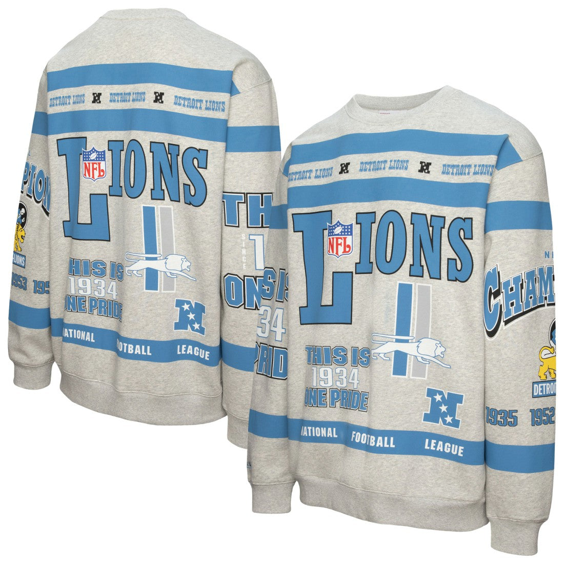 All Over Print Vintage Fleece Crewneck Sweatshirt - Detroit Lions Sweatshirts