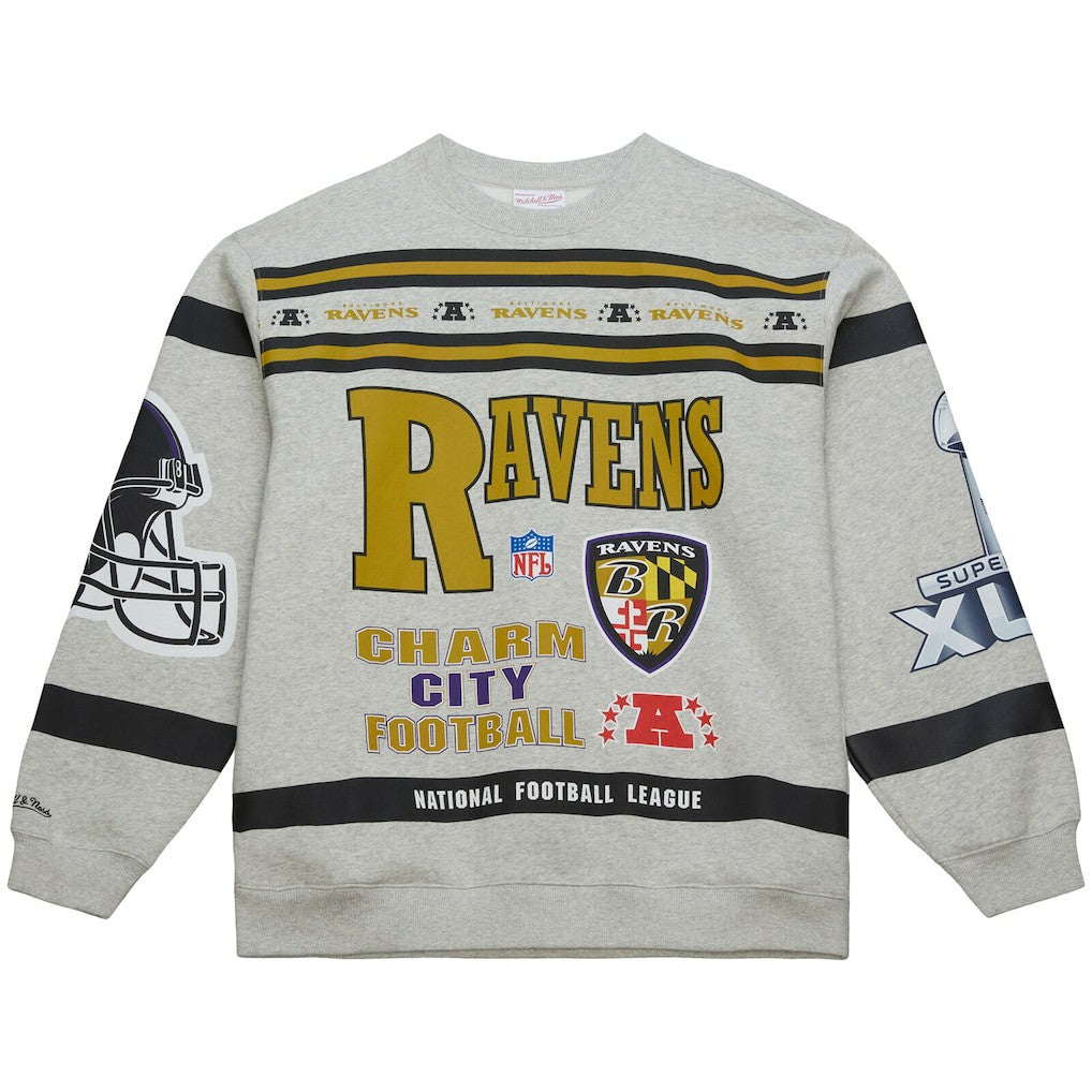 All Over Print Vintage Fleece Crewneck Sweatshirt - Baltimore Ravens Sweatshirts
