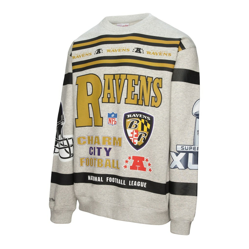 All Over Print Vintage Fleece Crewneck Sweatshirt - Baltimore Ravens Sweatshirts