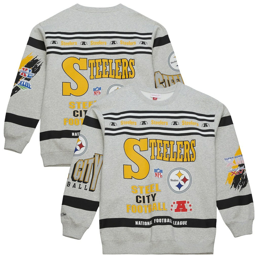 All Over Print Vintage Fleece Crewneck Sweatshirt - Pittsburgh Steelers Sweatshirts
