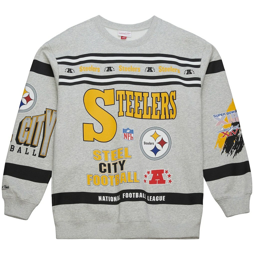 All Over Print Vintage Fleece Crewneck Sweatshirt - Pittsburgh Steelers Sweatshirts