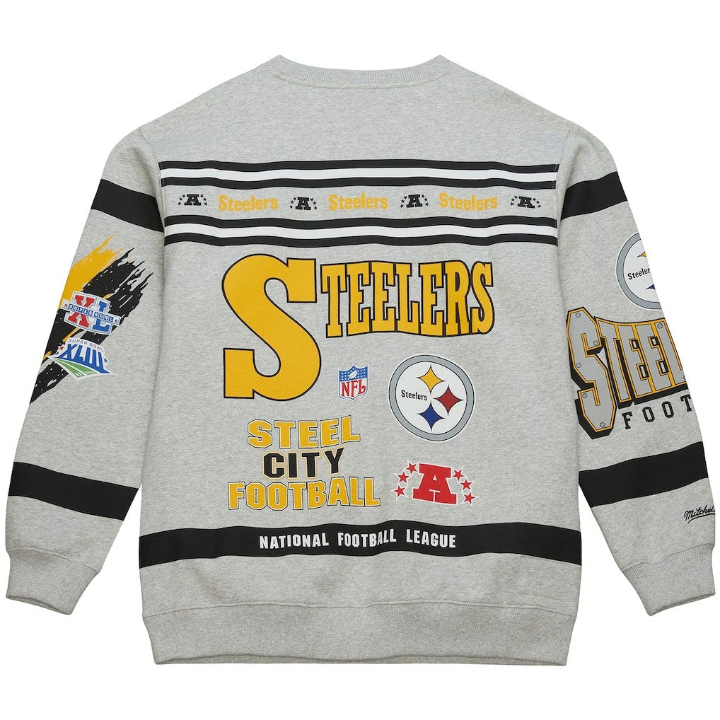 All Over Print Vintage Fleece Crewneck Sweatshirt - Pittsburgh Steelers Sweatshirts