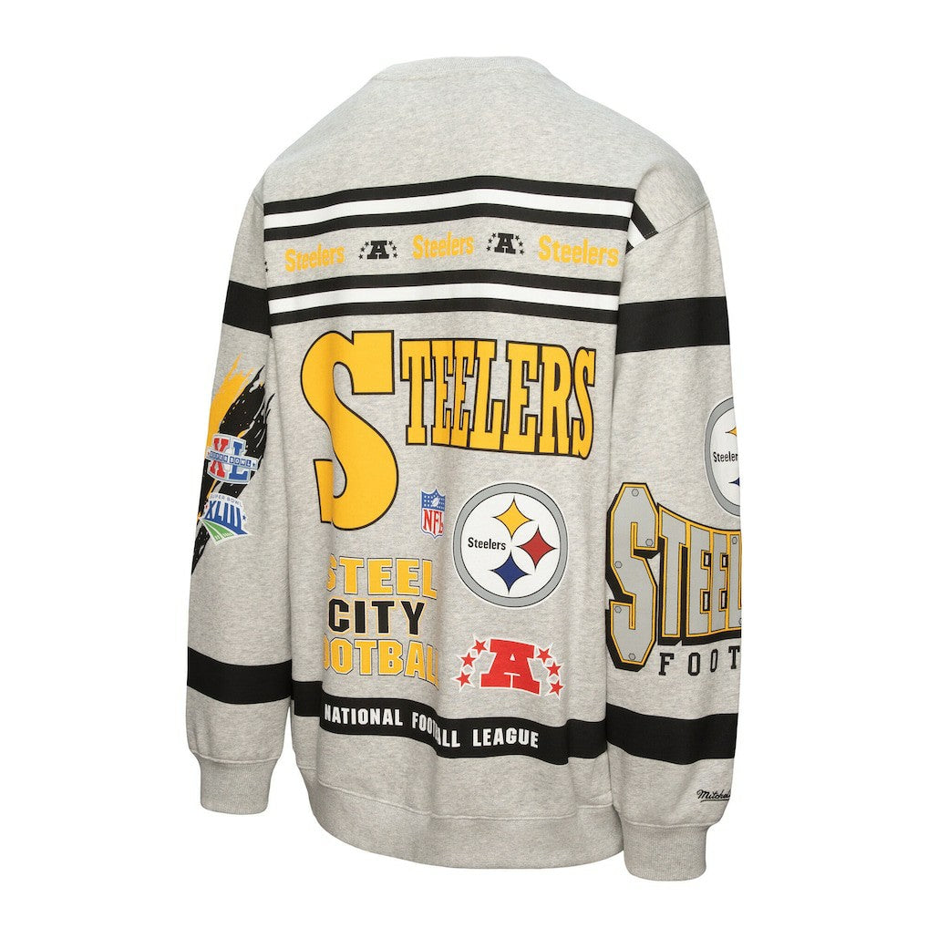 All Over Print Vintage Fleece Crewneck Sweatshirt - Pittsburgh Steelers Sweatshirts