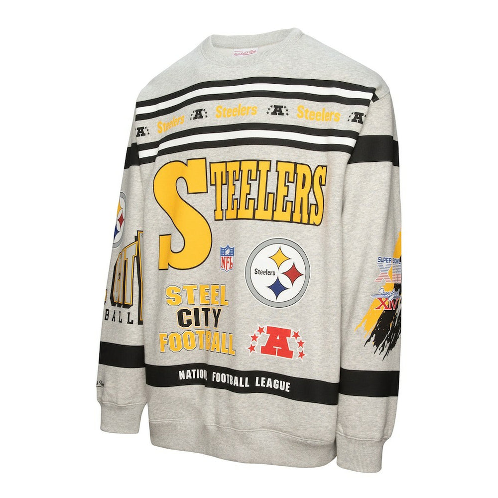 All Over Print Vintage Fleece Crewneck Sweatshirt - Pittsburgh Steelers Sweatshirts