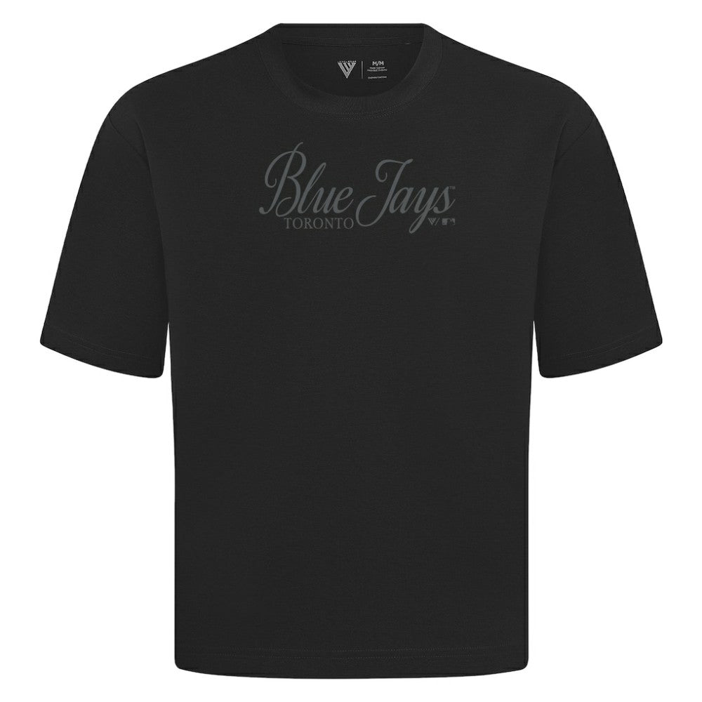Black Toronto Blue Jays Levelwear Ethereal Oversized Luxe Signature Knit T-Shirt