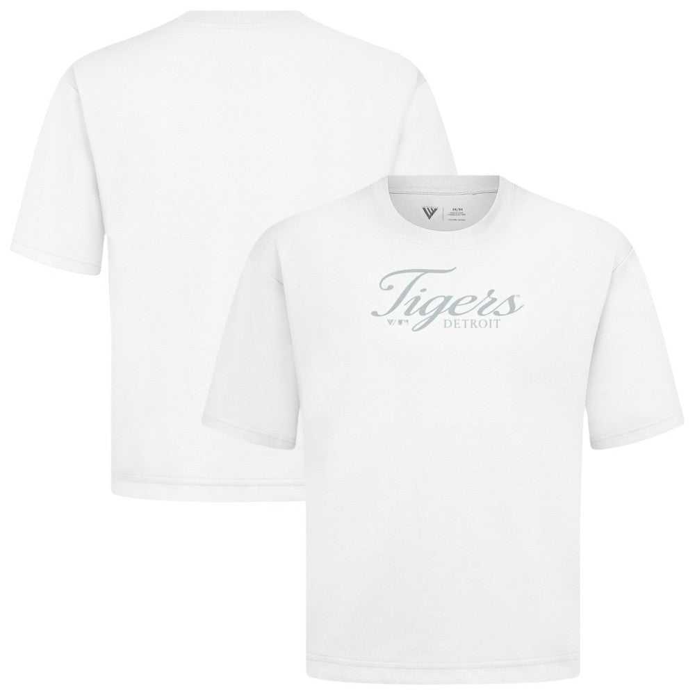 White Detroit Tigers Levelwear Ethereal Oversized Luxe Signature Knit T-Shirt