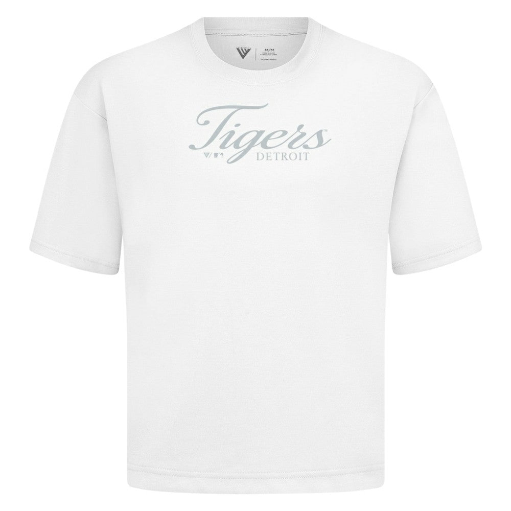 White Detroit Tigers Levelwear Ethereal Oversized Luxe Signature Knit T-Shirt