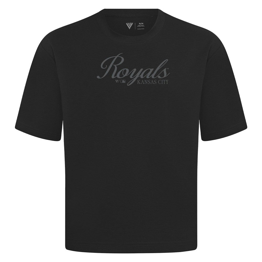 Black Kansas City Royals Levelwear Ethereal Oversized Luxe Signature Knit T-Shirt