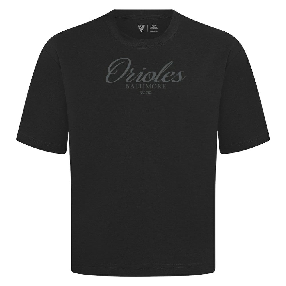 Black Baltimore Orioles Levelwear Ethereal Oversized Luxe Signature Knit T-Shirt
