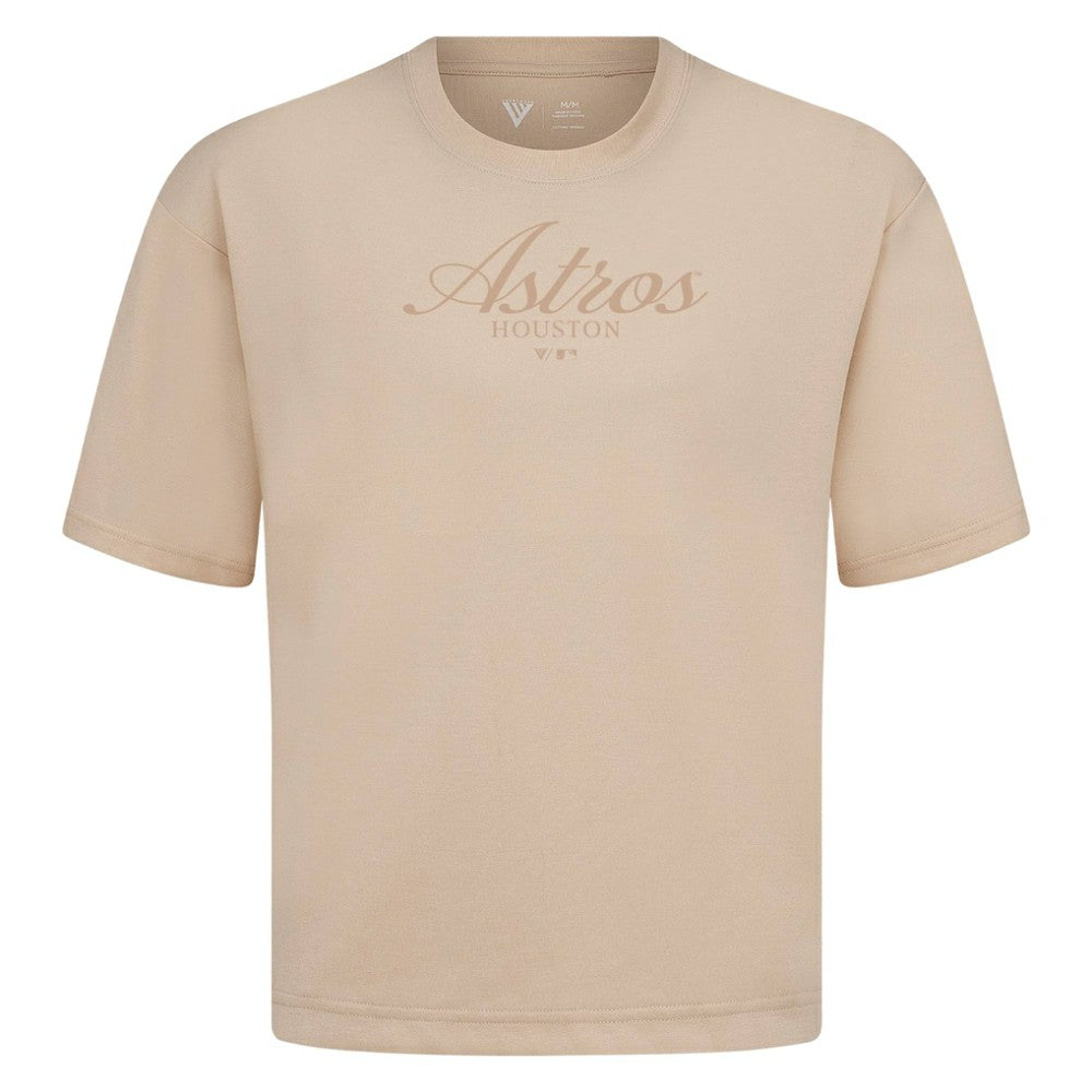 Khaki Houston Astros Levelwear Ethereal Oversized Luxe Signature Knit T-Shirt