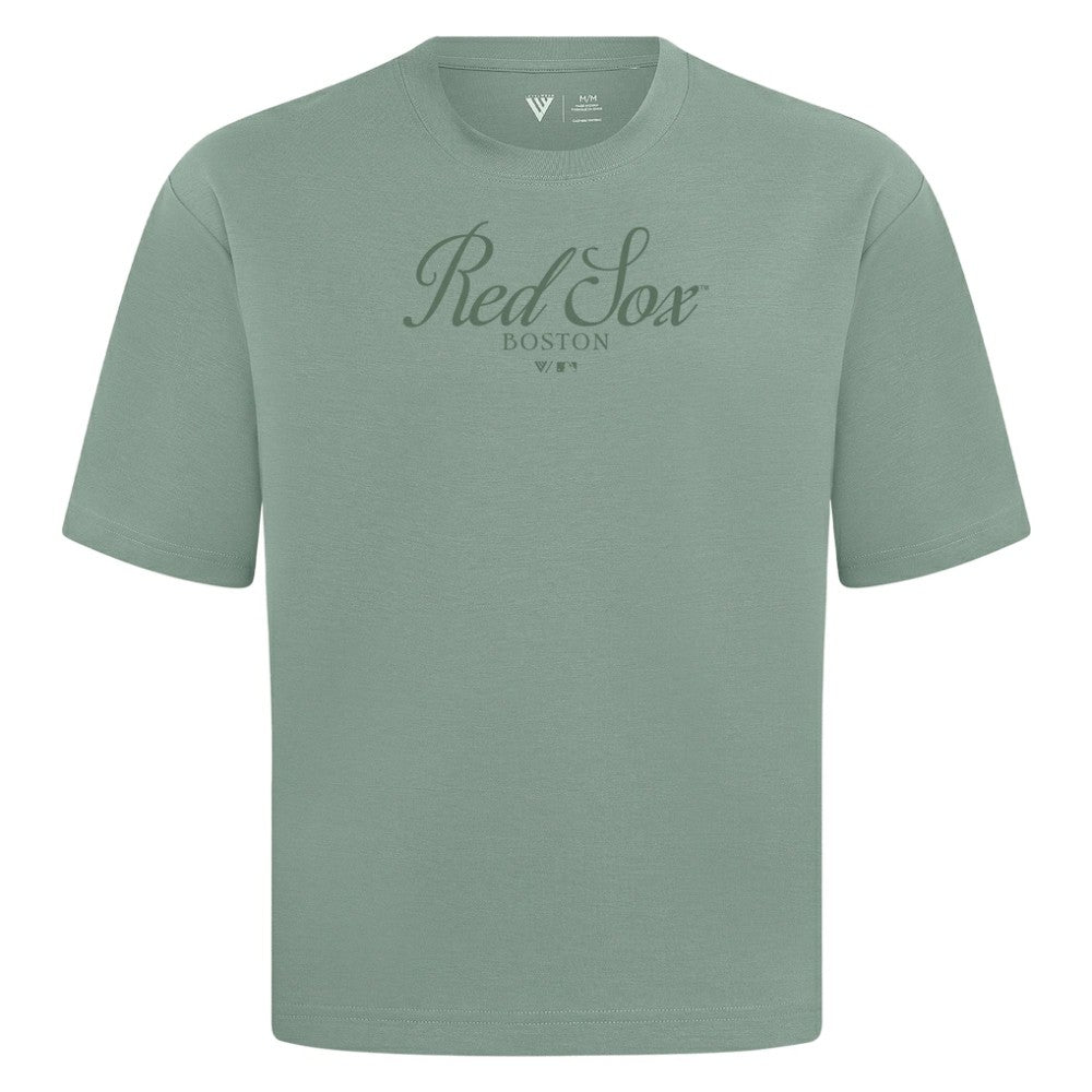 Green Boston Red Sox Levelwear Ethereal Oversized Luxe Signature Knit T-Shirt
