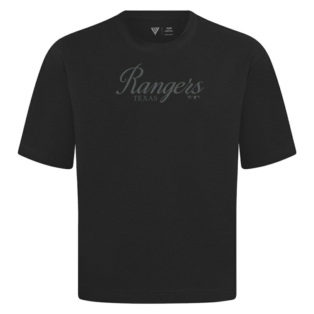 Black Texas Rangers Levelwear Ethereal Oversized Luxe Signature Knit T-Shirt