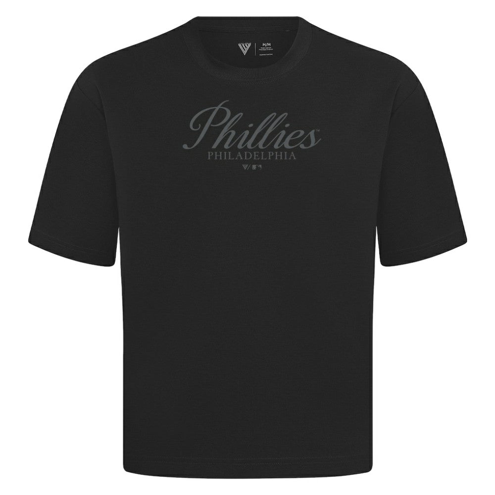 Black Philadelphia Phillies Levelwear Ethereal Oversized Luxe Signature Knit T-Shirt