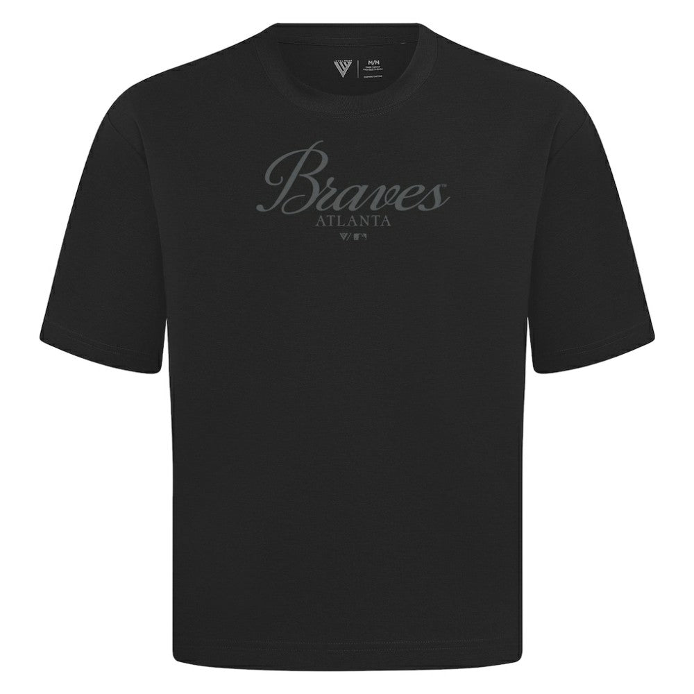 Black Atlanta Braves Levelwear Ethereal Oversized Luxe Signature Knit T-Shirt