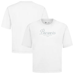 White Milwaukee Brewers Levelwear Ethereal Oversized Luxe Signature Knit T-Shirt