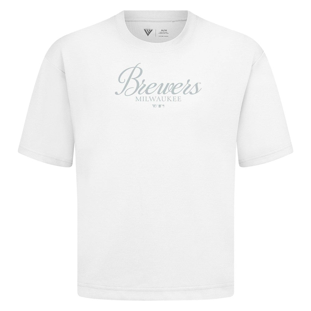 White Milwaukee Brewers Levelwear Ethereal Oversized Luxe Signature Knit T-Shirt