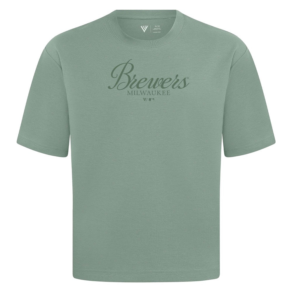 Green Milwaukee Brewers Levelwear Ethereal Oversized Luxe Signature Knit T-Shirt