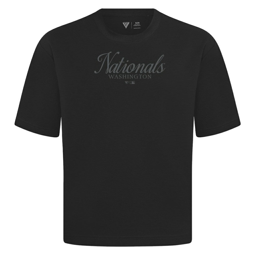 Black Washington Nationals Levelwear Ethereal Oversized Luxe Signature Knit T-Shirt