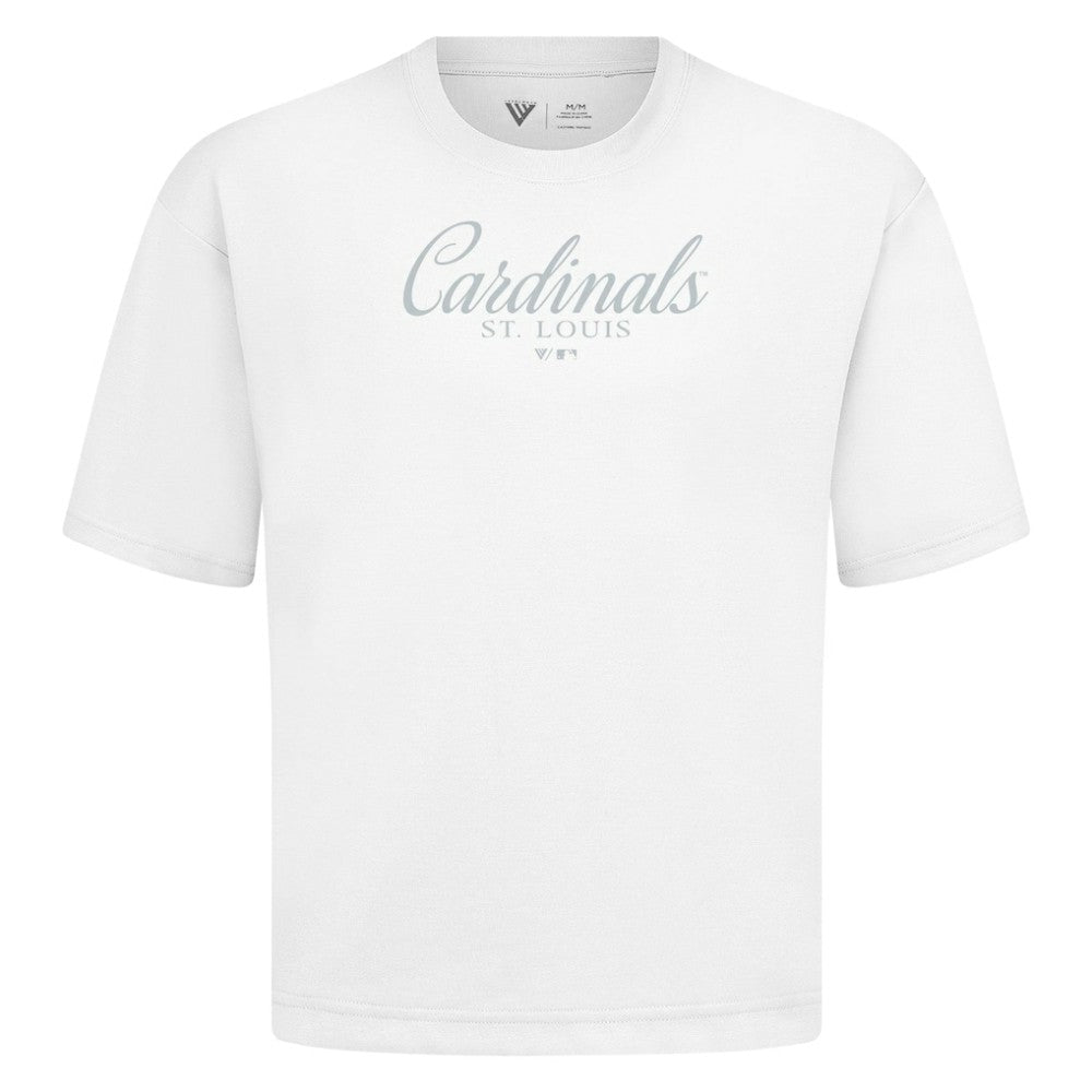 White St. Louis Cardinals Levelwear Ethereal Oversized Luxe Signature Knit T-Shirt