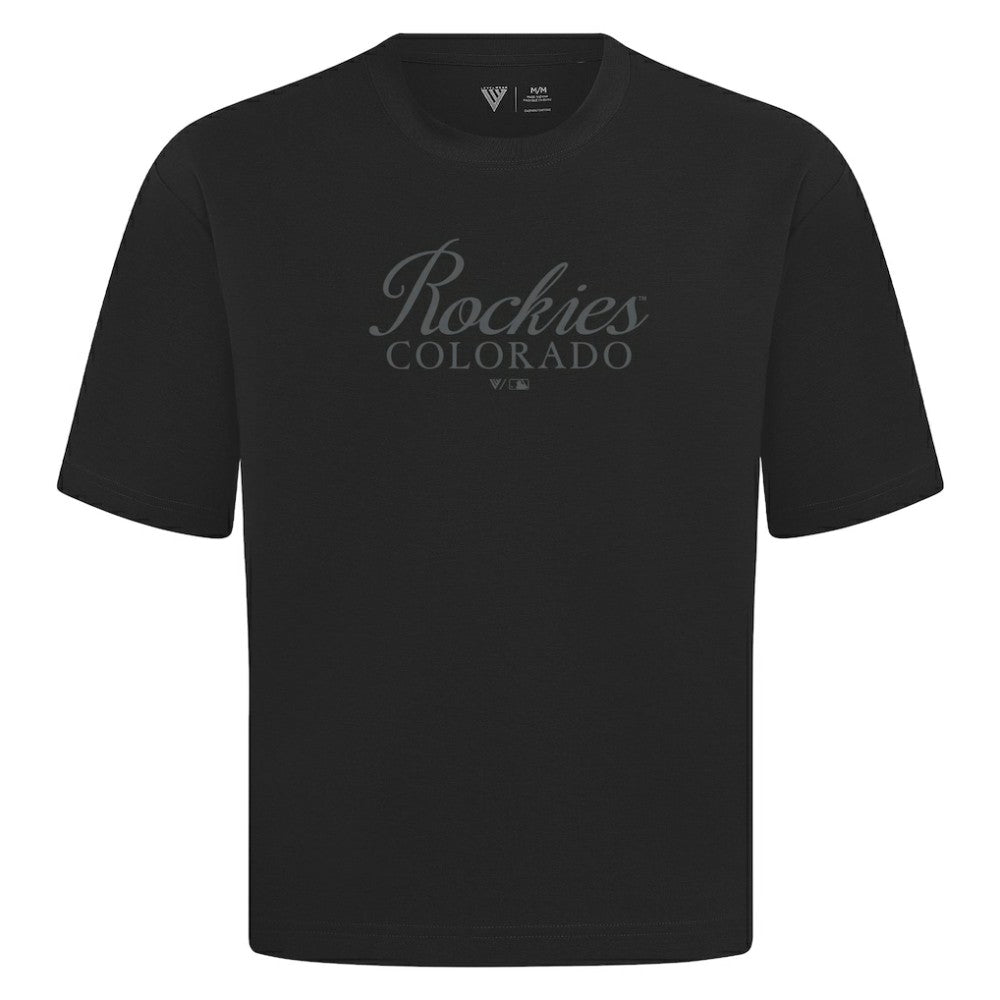 Black Colorado Rockies Levelwear Ethereal Oversized Luxe Signature Knit T-Shirt