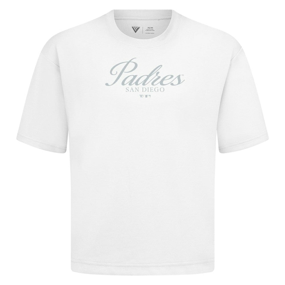 White San Diego Padres Levelwear Ethereal Oversized Luxe Signature Knit T-Shirt