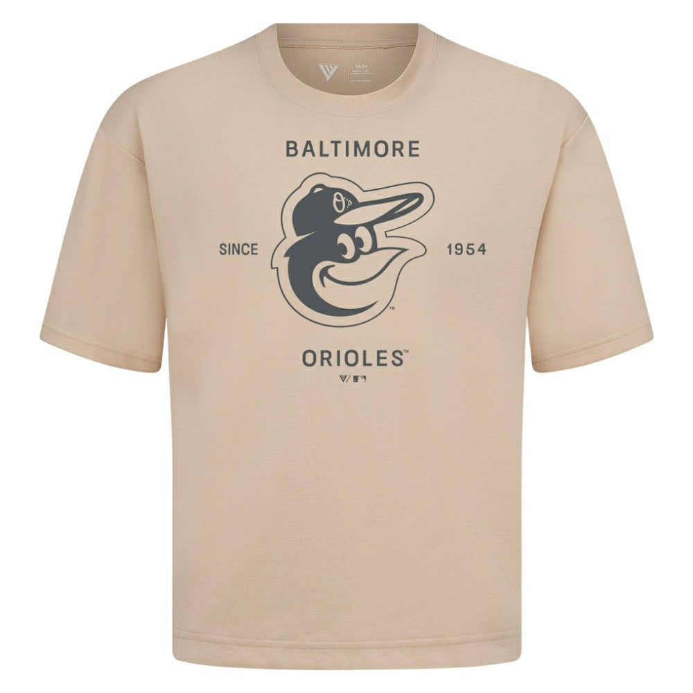 Khaki Baltimore Orioles Levelwear Crossway Oversized Luxe Signature Knit T-Shirt
