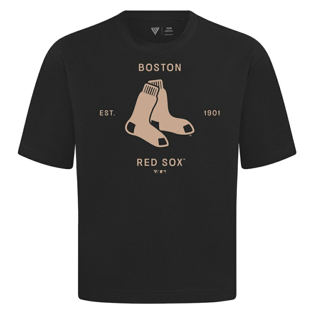Black Boston Red Sox Levelwear Crossway Oversized Luxe Signature Knit T-Shirt