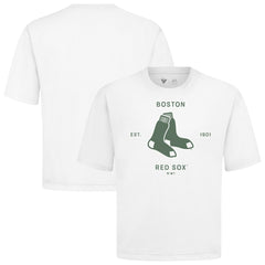 White Boston Red Sox Levelwear Crossway Oversized Luxe Signature Knit T-Shirt