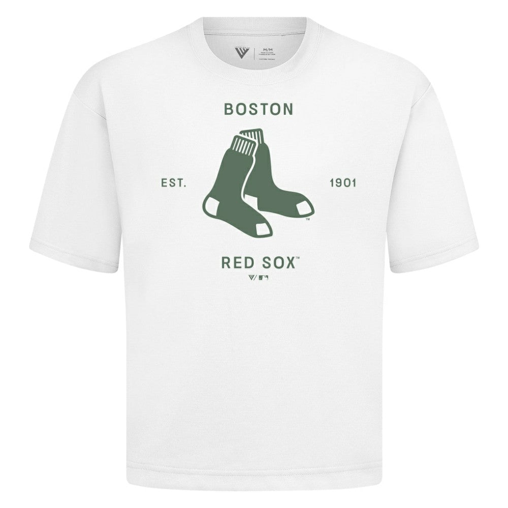 White Boston Red Sox Levelwear Crossway Oversized Luxe Signature Knit T-Shirt