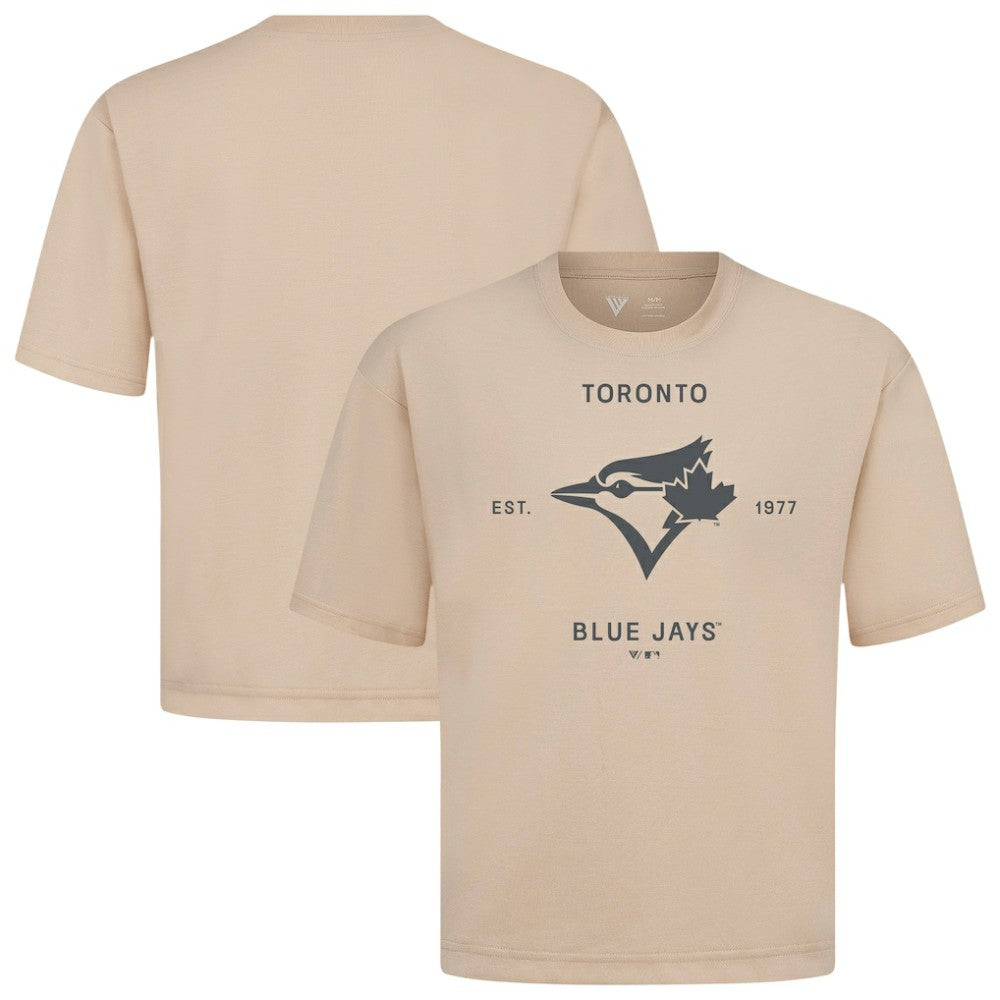 Khaki Toronto Blue Jays Levelwear Crossway Oversized Luxe Signature Knit T-Shirt