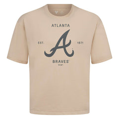 Khaki Atlanta Braves Levelwear Crossway Oversized Luxe Signature Knit T-Shirt