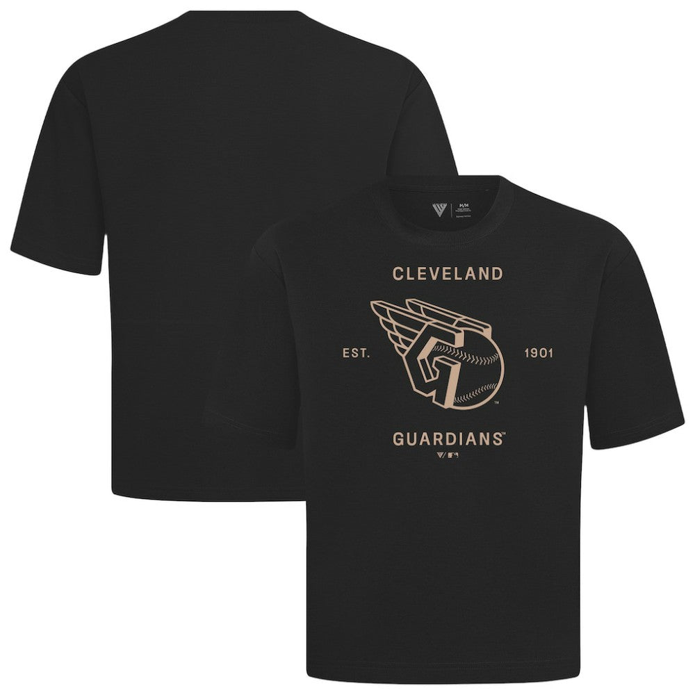 Black Cleveland Guardians Levelwear Crossway Oversized Luxe Signature Knit T-Shirt