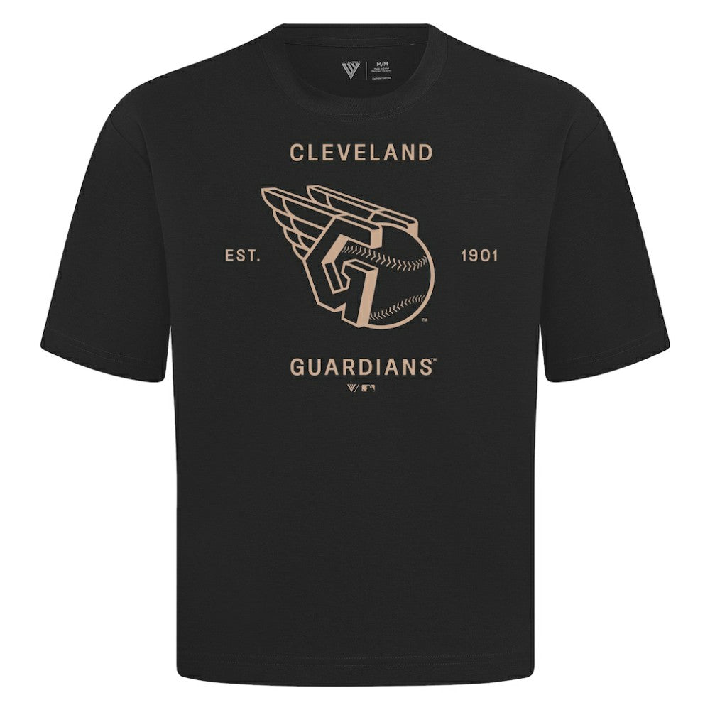 Black Cleveland Guardians Levelwear Crossway Oversized Luxe Signature Knit T-Shirt
