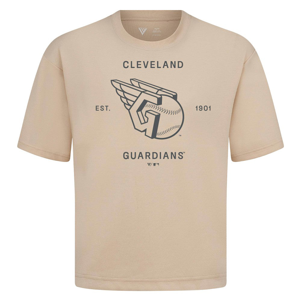 Khaki Cleveland Guardians Levelwear Crossway Oversized Luxe Signature Knit T-Shirt