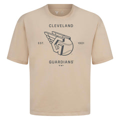 Khaki Cleveland Guardians Levelwear Crossway Oversized Luxe Signature Knit T-Shirt