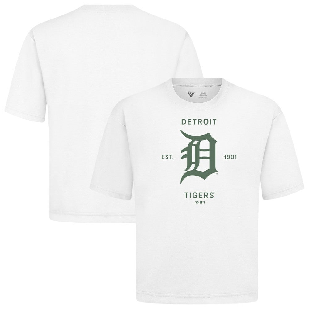 White Detroit Tigers Levelwear Crossway Oversized Luxe Signature Knit T-Shirt