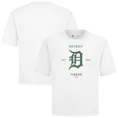 White Detroit Tigers Levelwear Crossway Oversized Luxe Signature Knit T-Shirt